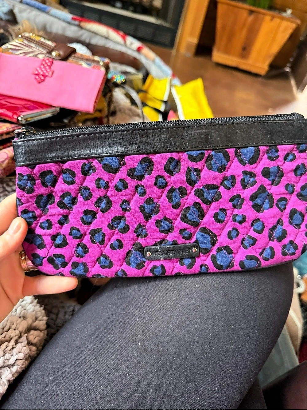 Vera Bradley Medium Cosmetic Bag Pink & Black Animal Print